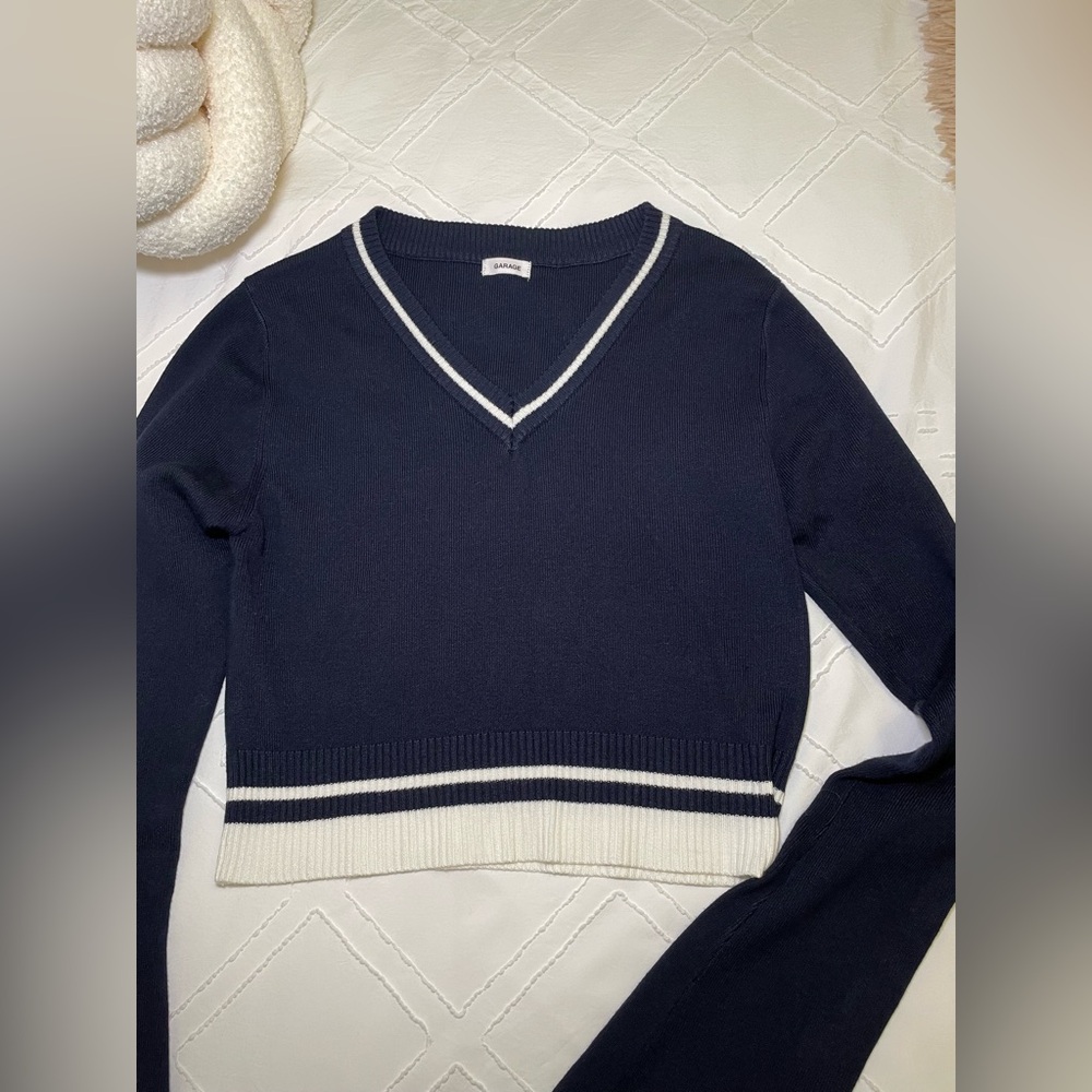 Long Sleeve Sweater Top in Navy size S